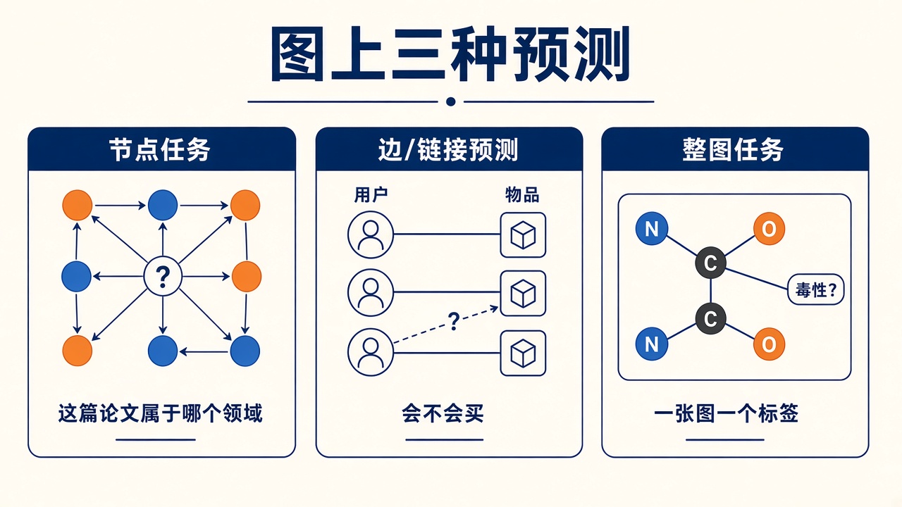 节点 / 边 / 整图三种任务