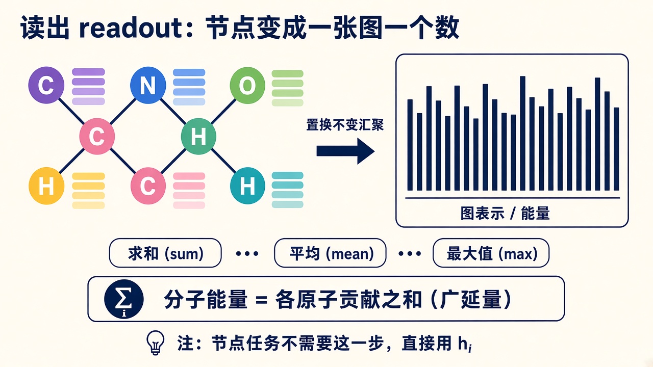 读出：节点向量变成图表示