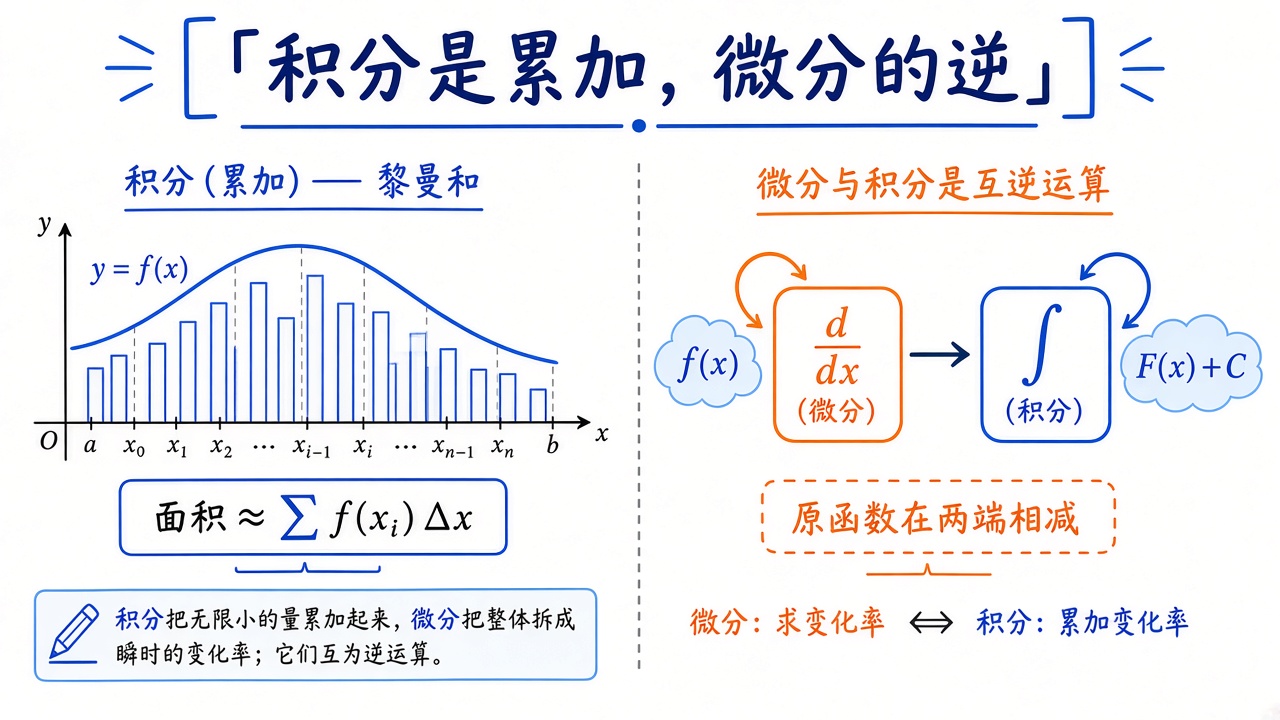 积分是累加,微分的逆
