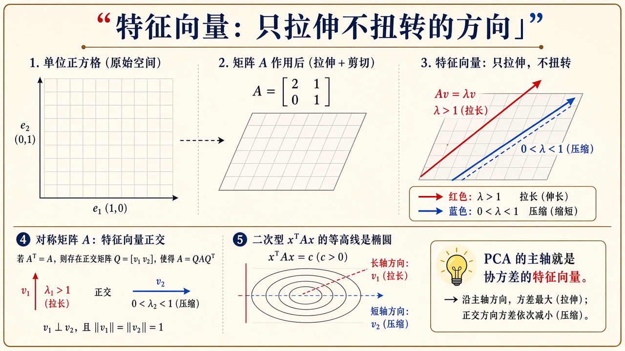 特征向量:只拉伸不扭转