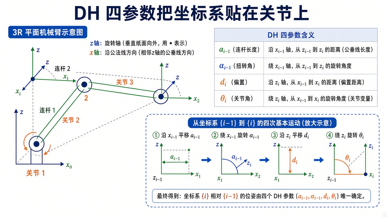 DH 四参数把坐标系贴在关节上