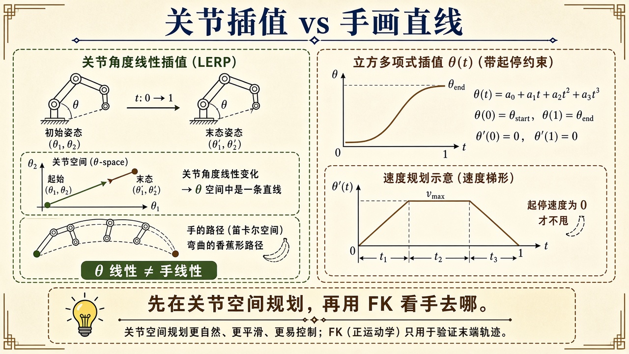 关节插值 vs 手画直线